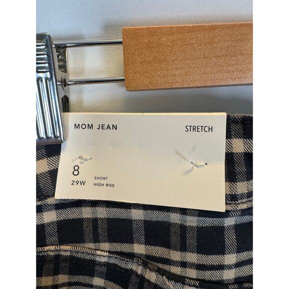 American Eagle Women’s 8S Plaid Stretch Mom Jeans High Rise Cotton Blend NWT - Picture 2 of 13